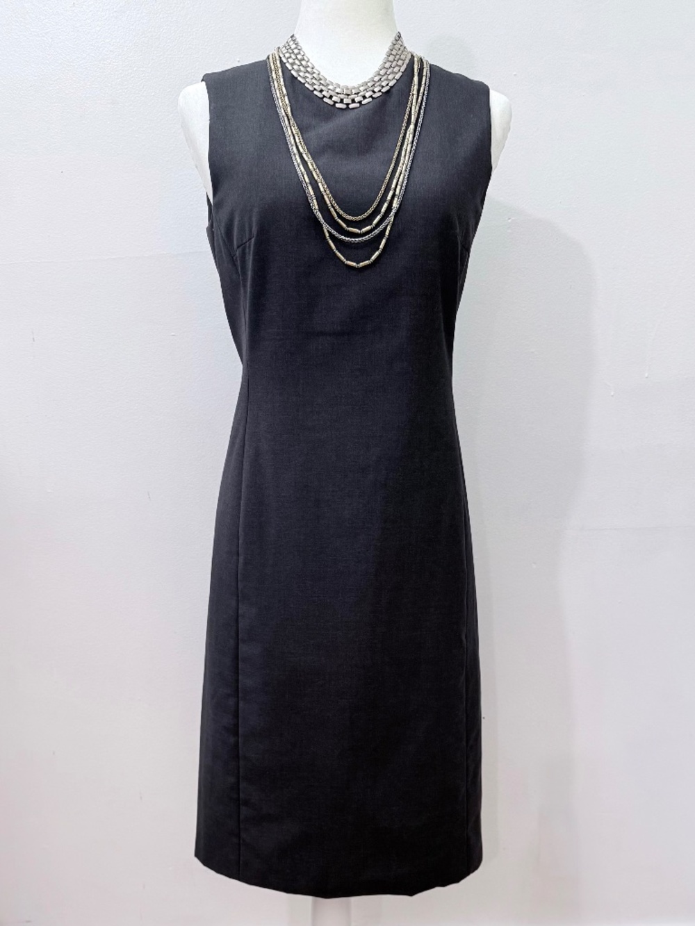 90's Authentic PRADA 100% Wool Charcoal Sheath Dress -Minimalist, SZ 6